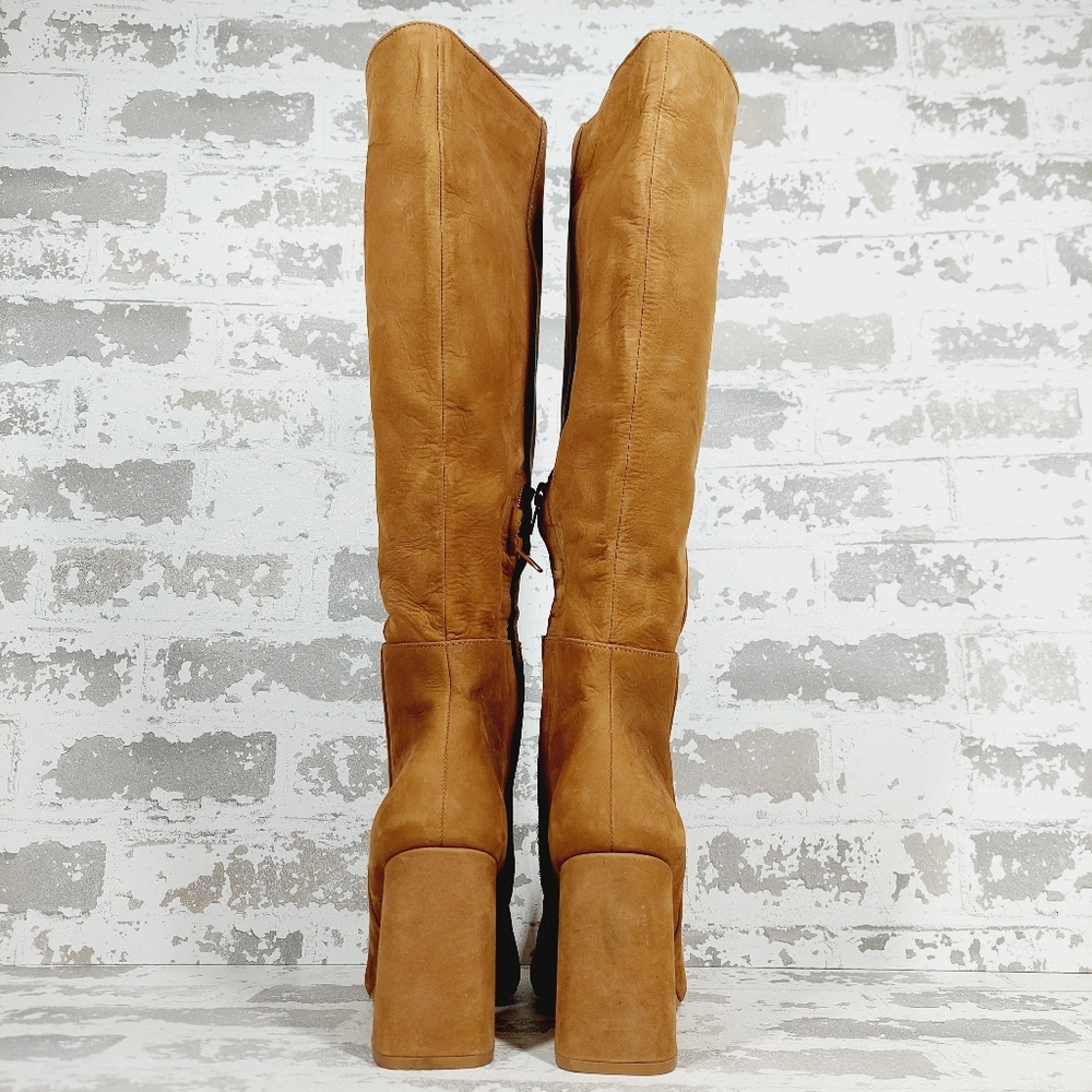 NEW Steve Madden NINNY Tan Suede Heeled Boots M93 - Picture 6 of 12